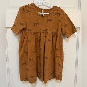 Rylee Cru Brown Horse Print Organic Cotton Dress with bloomers